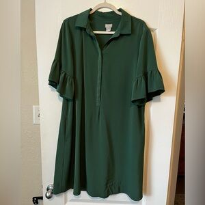 Chico's Green Ruffle Sleeve Dress